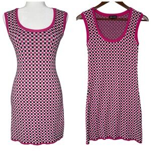 90s Y2K Wet Seal‎ Dress XS S Checkered Gogo Skater Knit Tank Stretch Made In USA